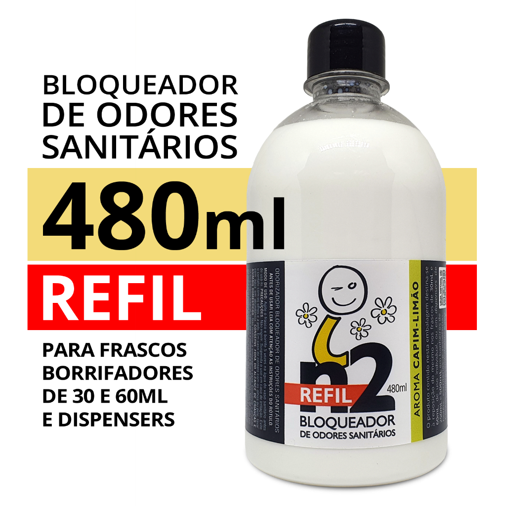 Refil Bloqueador Odores Sanitários 480ml Capim-limão Neutralizador Odorizador Banheiro Lixeira Pet