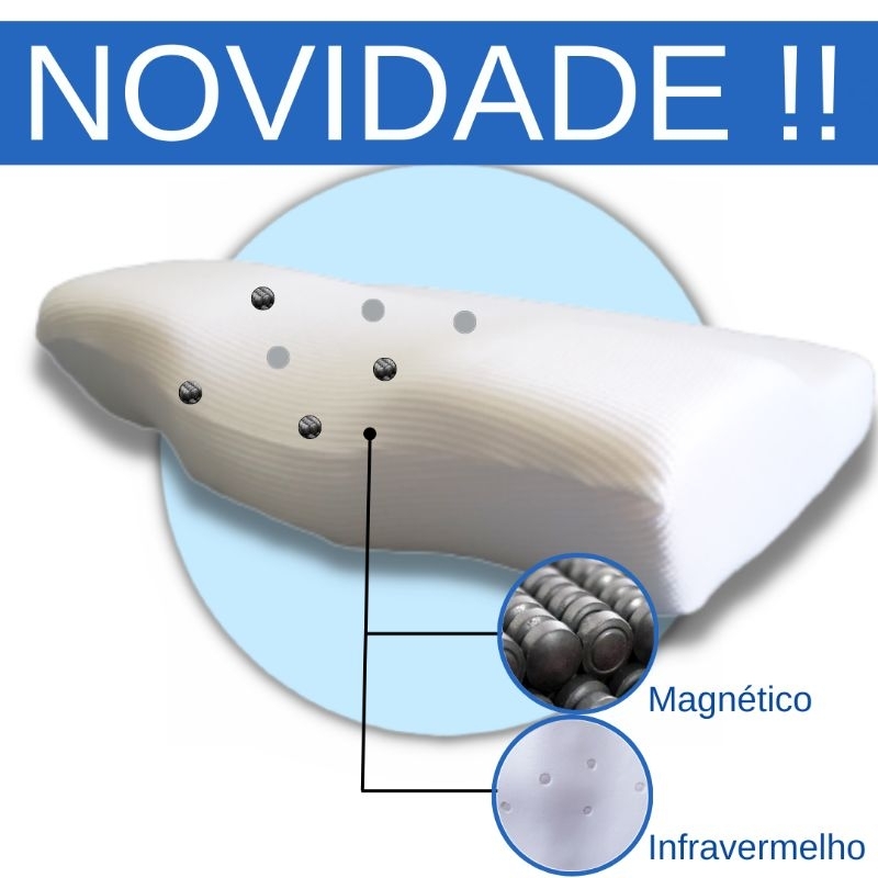 Travesseiro Ortopédico Cervical Viscoelástico Nasa com Magnético, Infravermelho e Capa Removível