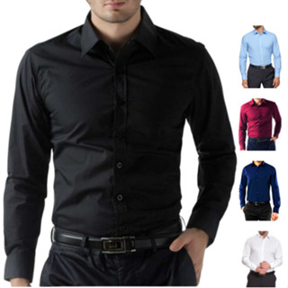 Camisa Social Masculina Slim Manga Longa Algodão Luxo
