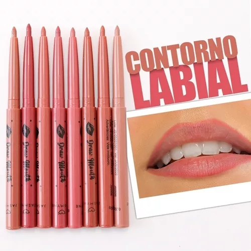 kit 8 Lapis Labial Draw Mouth Contorno Lápis de Boca Retrátil Jasmyne