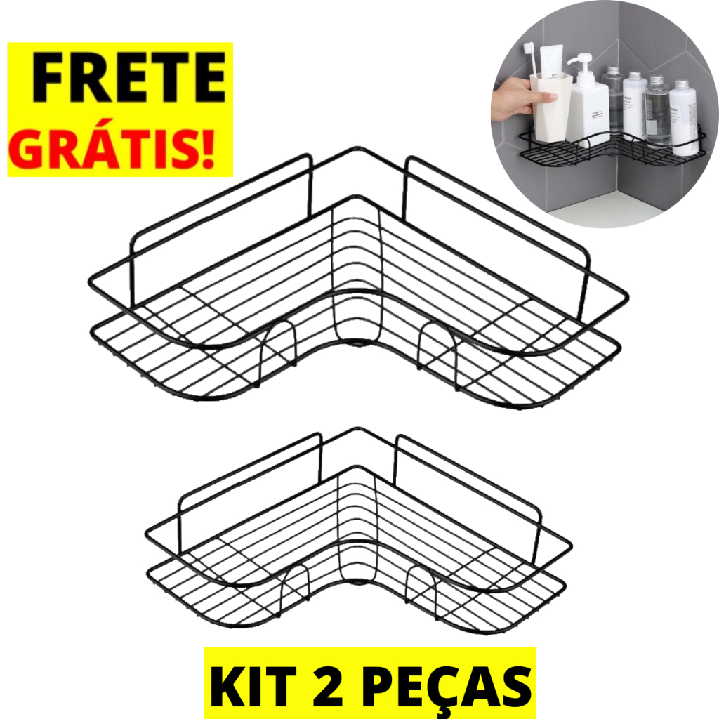 Kit 2 Porta Shampoo Sabonete Suporte De Canto Parede Banheiro Box Prateleira