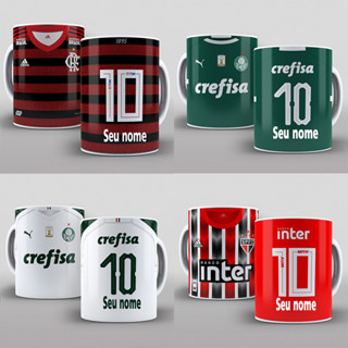 Caneca Times Futebol Xícara Porcelana Clubes Para Presente - COM SEU NOME