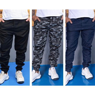 KIT 3 Calças Masculinas Jogger Sarja Premium e Calça Jogger Jeans Premium