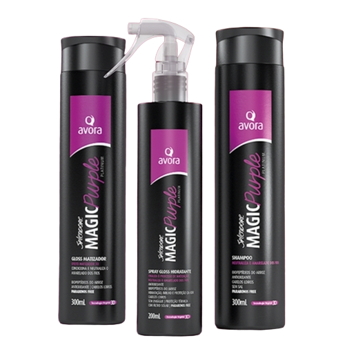 Kit Shampoo + Spray + Gloss Matizador Vegano Magic Purple Splendore - Avora