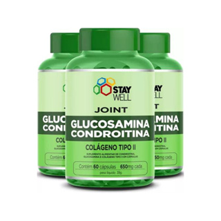 Kit Com 3 Glucosamina com Condroitina e Colágeno tipo 2 100% puro fórmula avançada com alta absorção 120 cápsulas