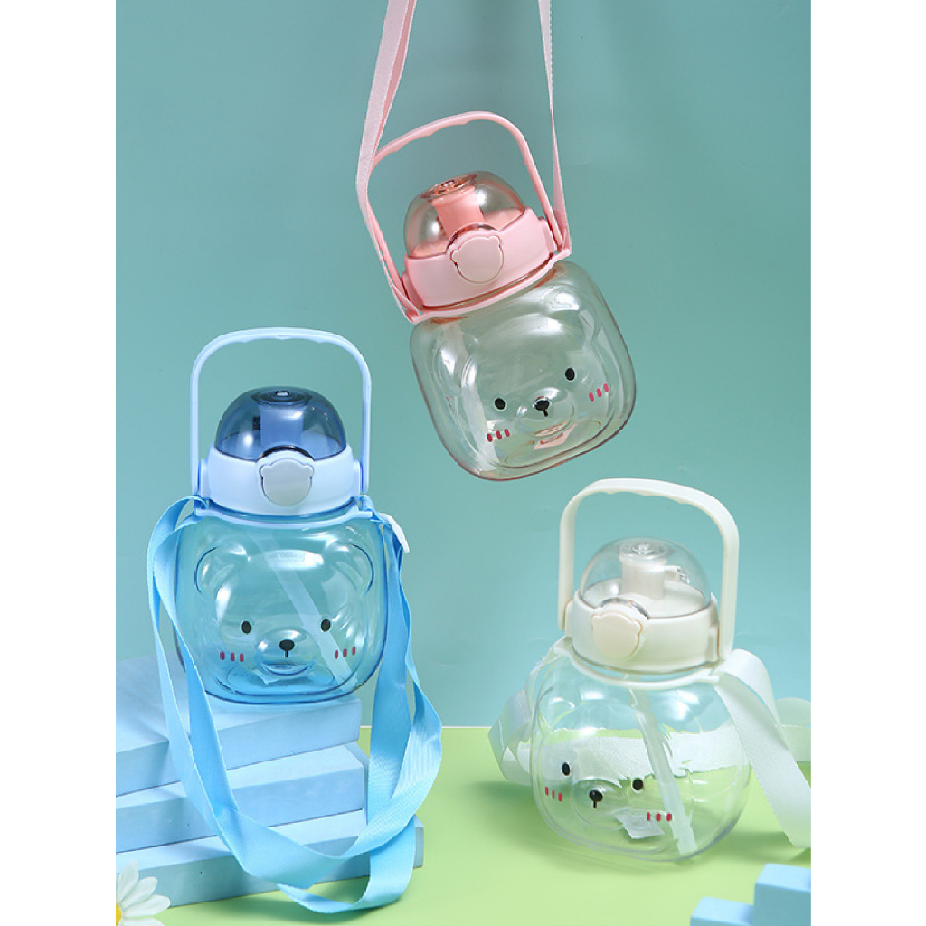 Garrafa esportiva galão de grande capacidade de 1.000 ml de ursinho (plastica) em Oferta na Shopee