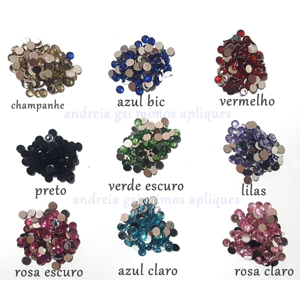 900 Unidades Chaton Strass Redondo Sem Furo  6mm