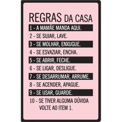 Placa Decorativa Regra Da Casa 20 x 30