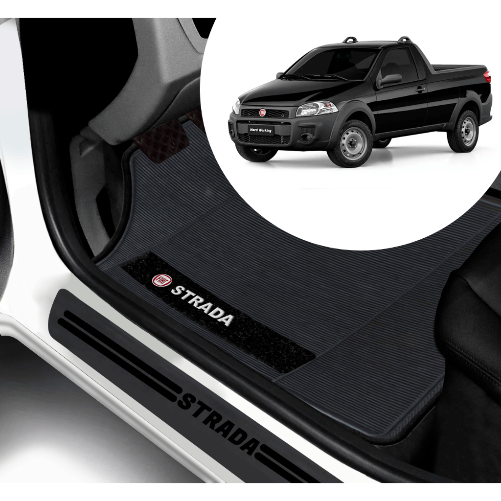 Kit Tapete E Soleira De Porta UNIVERSAL Fiat Strada Personalizado PARA CARRO AUTOMOTIVO