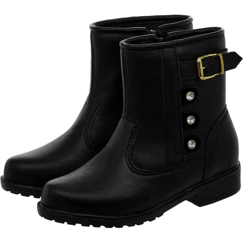 Botinha Coturno Infantil Saltinho Baixo Zíper e Fivela Dourada em Oferta na Shopee