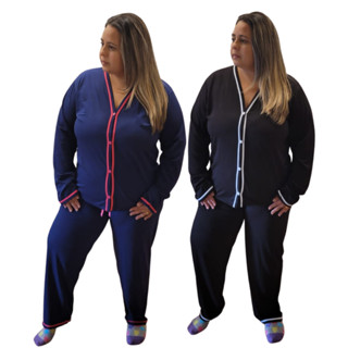 Pijama Americano Plus Size / Blogueirinha Com Botão / Pós Cirúrgico Amamentação