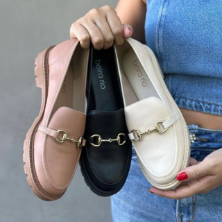 Mocassim Loafer Sapato Feminino Tratorado Moda Beira Rio