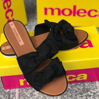 Rasteirinha Moleca Dois Laços Chinelo Flat Básico Preto