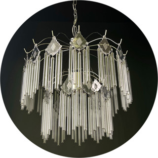 Lustre De Vidro Para Sala/quarto Base Cromada - Promoçaõ