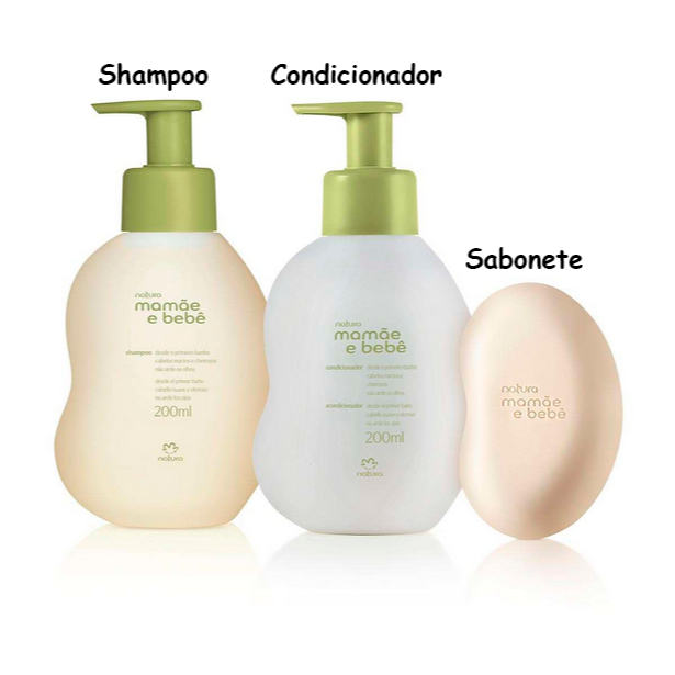 Kit Mamãe e Bebê Natura - Shampoo, Condicionador e Sabonete