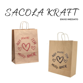 Sacola Papel Kraft Coração Tamanho PP-P-M-G - 100 UNIDADES em Oferta na Shopee