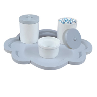 Kit Bebê Nuvem Porcelana Bandeja Madeira Mdf em Oferta na Shopee