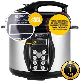 Panela De Pressão Elétrica Inox - 4 Litros - Multifuncional Digital - In Brasil