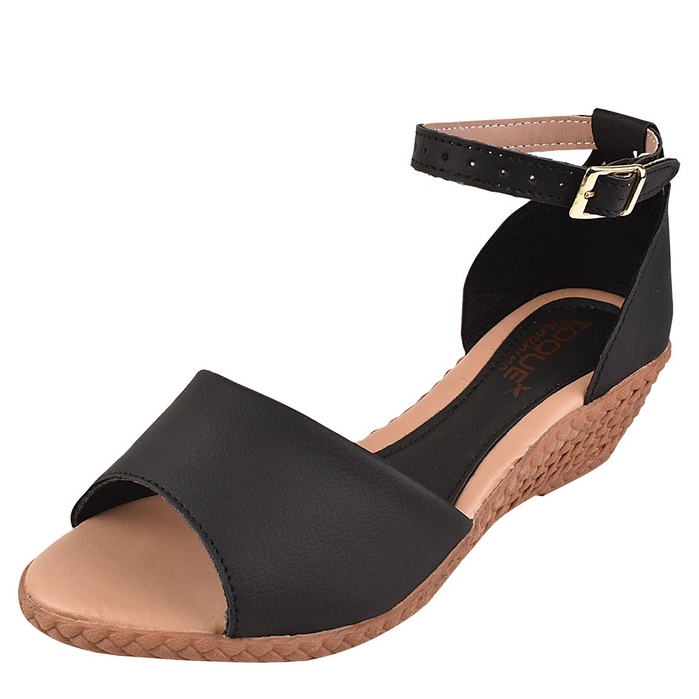 Sandália Anabela Calcanhar Fechado Salto Baixo Toque Feminino em Oferta na Shopee