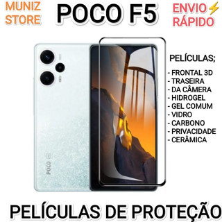 Películas Xiaomi Poco F5 Protetor de Tela Penicula Vidro 3D Vidro Comum, Película Traseira Transparente, Pelicula Camera, Hydrogel, Privacidade