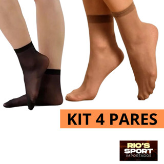 Kit 4 Pares Meia Fina Tipo Soquete 3/4 Social Tênis Sapato Sapatilha Unissex
