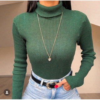 Blusa Feminina Cacharrel Tricô Básica Suéter Gola Alta Manga Longa Tricot Varias Cores Frio Moda Blogueira Tendência Promoção