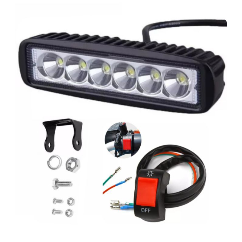 Farol barra de led com botão liga desliga serve em todas as motos incluindo crf xr Bros xtz xl tornado kx yz ktm dt cg