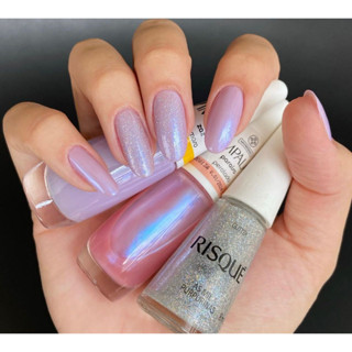 Kit Esmaltes Delicada Impala + Mil Purpurinas Risque (za, paraiso, mil purpurinas)