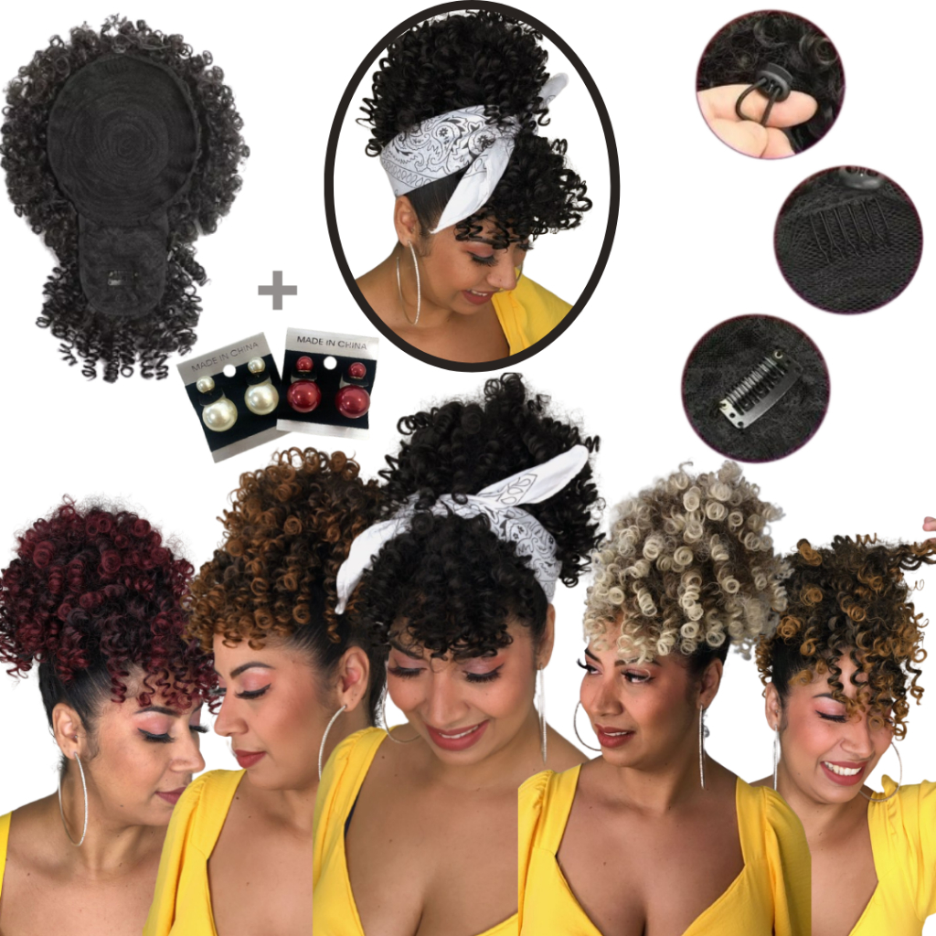 Aplique Coque Afro Puff Com Franja Cacheado