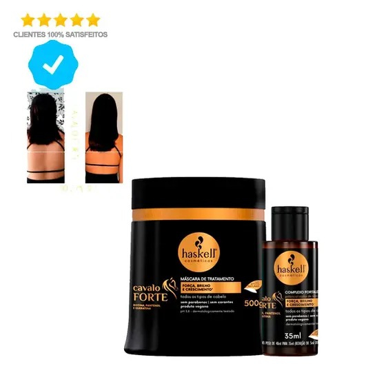 Máscara Haskell Cavalo Forte 500g + Complexo Fortalecedor (Tônico) 35ml Haskell - KIT CRESCE CABELO