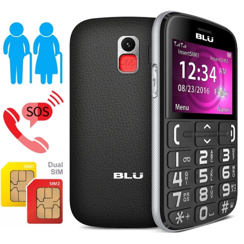 Celular de Idoso Blu Joy Tecla SOS discagem Rápida Tecla Grande Dual Chip Lanterna Rádio FM Bluetooth Desbloqueado em Oferta na Shopee