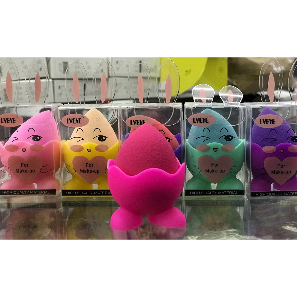 Esponja Facial De Maquiagem Gota Base Corretivo Com Suporte Fofo De Silicone