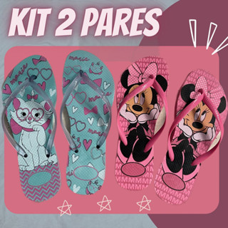 Kit 2 Pares Chinelo Sandália Feminino Adulto Macio Slim