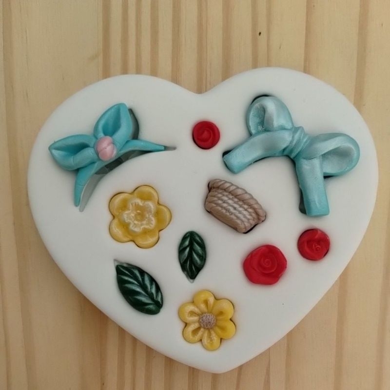 Molde de silicone para aplique de biscuit acessórios camponesa