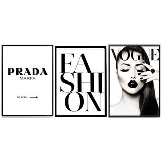 Quadro Decorativo 3 peças 40x60 Moda Fashion feminino