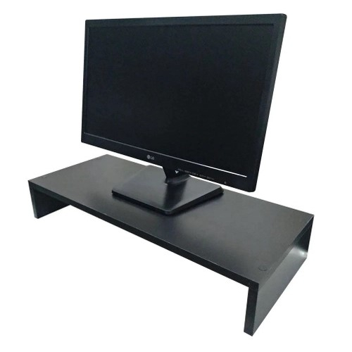 Base para Monitor MDF 53cm Preto Home Office Mesa Gamer Ergonômico Suporte Tv Notebook Madeira Escritório Base Quarto Organizador Decorativo Bancada CPU