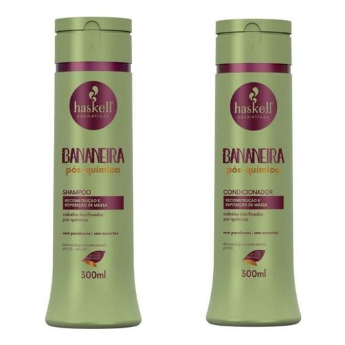Shampoo e Condicionador Bananeira 300ml Haskell Kit Pós Química