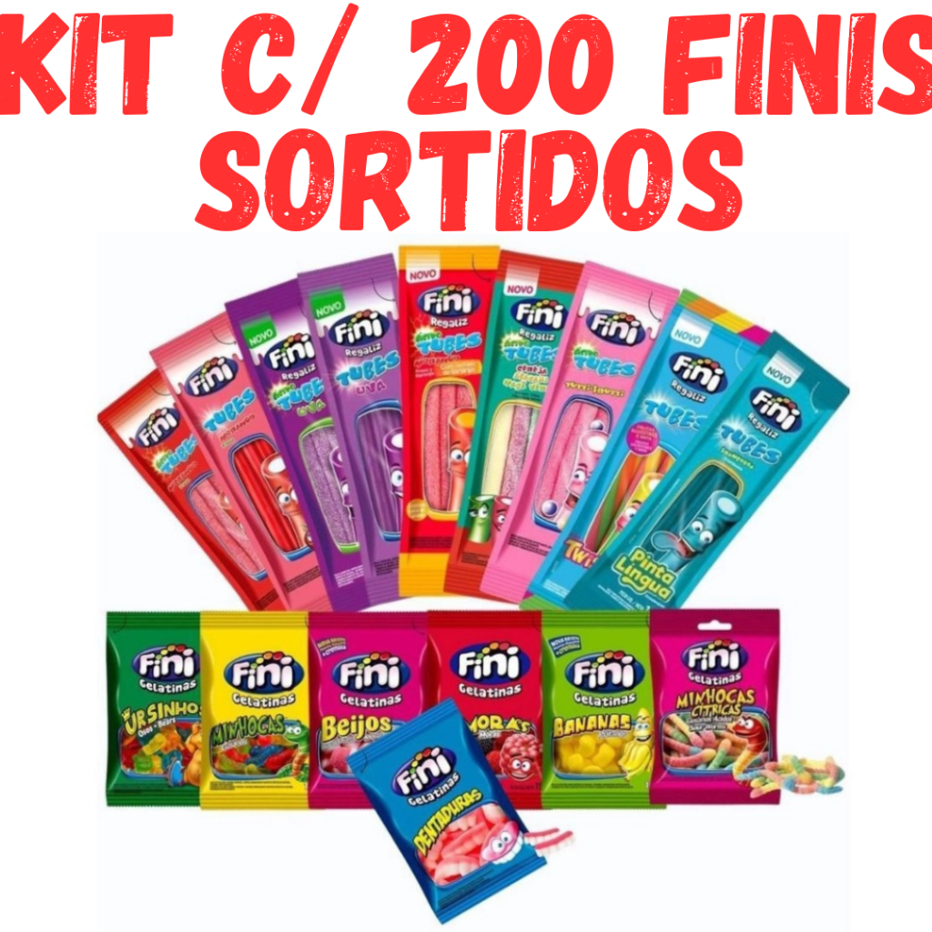 Kit C/ 200 Finis Sortidos 15g - Tubes E Gelatinas em Oferta na Shopee