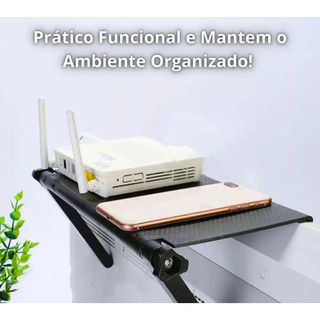 Suporte Prateleira Ajustável Multifuncional para Modem, Receptor, Conversor TV Digital, DVD, NET, SKY, Controle Remoto