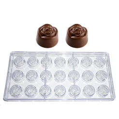 Forma para Chocolate/Bombom Flor Rosas 21 Cavidades Reutilizável Resistente em Poliestireno Doces
