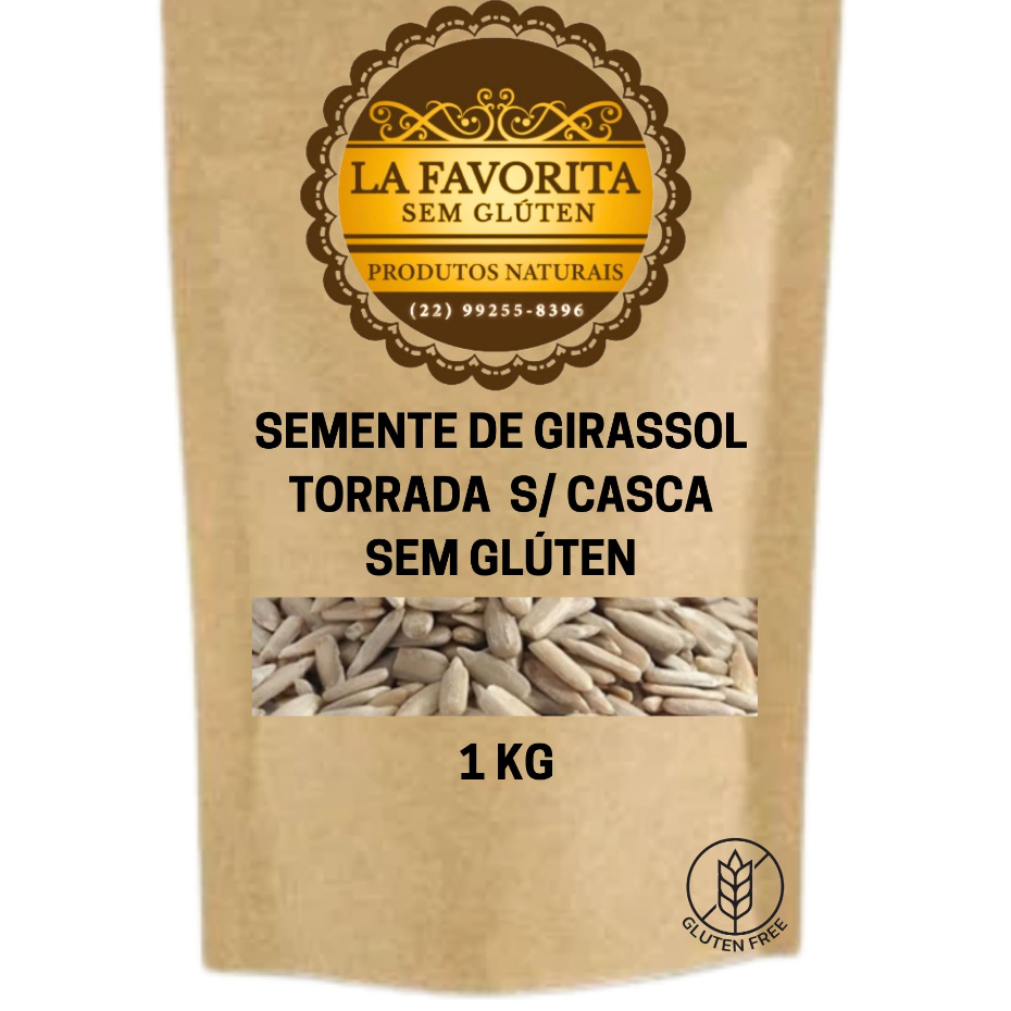 Semente de Girassol (Tipo 1) 1 KG -  torrada s/ sal - s/ casca pepita - Sem Glúten