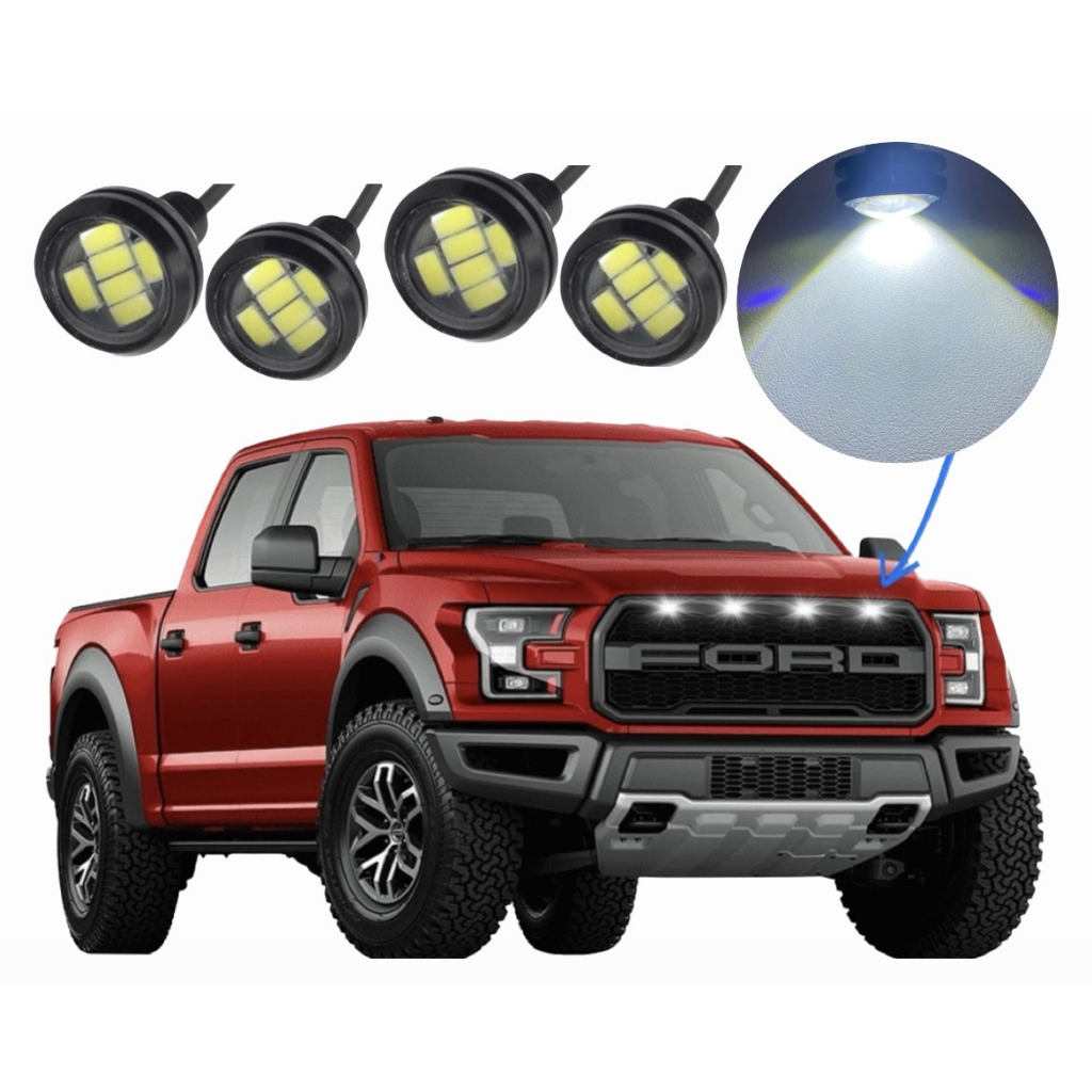 Kit 4 Led Branco Universal Luz Grade F250 Ranger Ram S10 Hilux Strada 12v 6000k