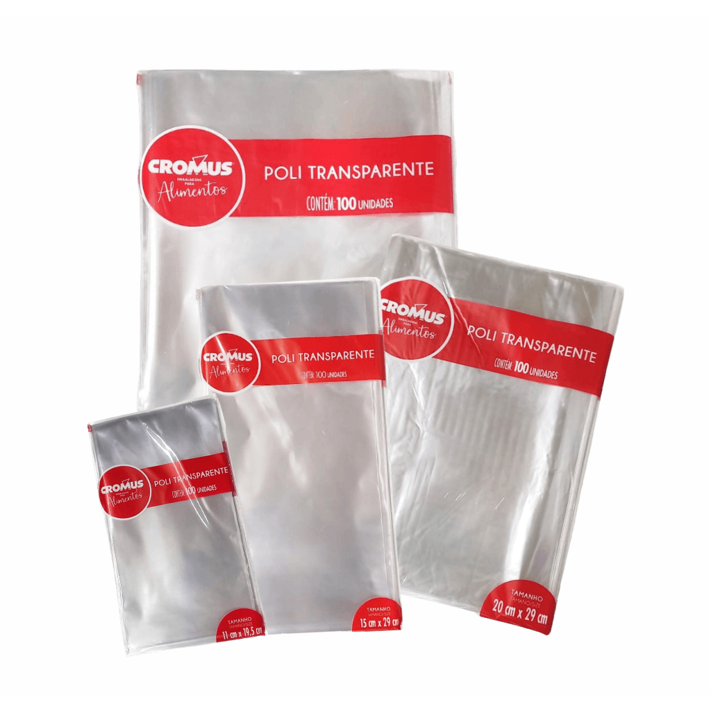 Sacos Transparente Cromus Para Presente 11x19.5 / 15x29 / 20x29 / 25x37 - Pacote C/100 Uni...