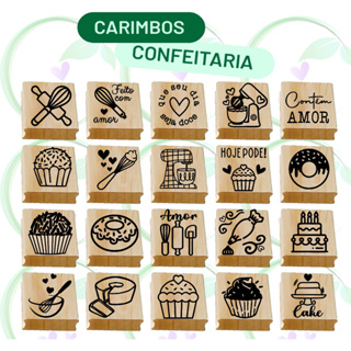 MINI CARIMBOS CONFEITARIA para EMBALAGENS TAGS OU CAIXAS em Oferta na Shopee