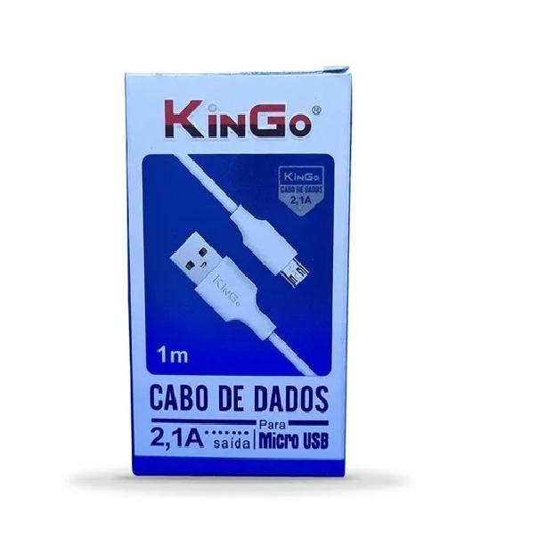 Cabo Dados Carga Kingo 1m 2.1a Micro Usb V8 Para Celular Smartphone Tablet