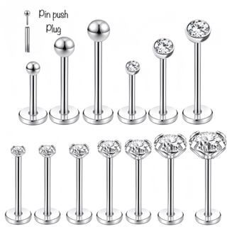 Piercing Labret ponto de luz Australiano Pin Push plug prata aço cirúrgico - 1 Peça em Oferta na Shopee