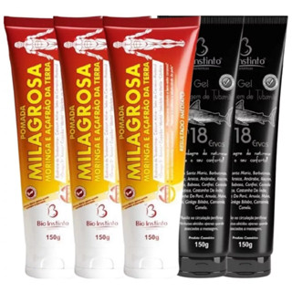 Kit 3 Pomada Milagrosa 150g + 2 Gel Cartilagem De Tubarão 150g -