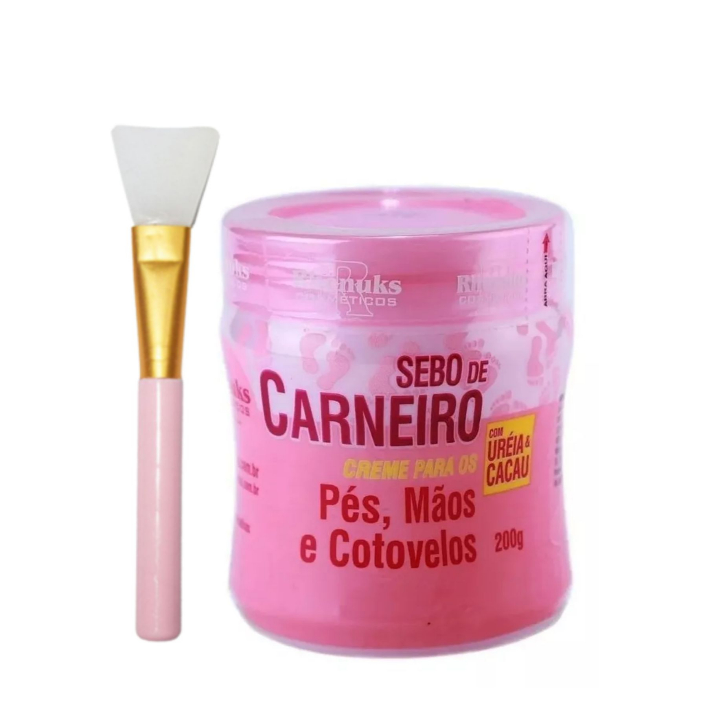 Creme Hidratante Sebo De Carneiro Rhenuks Pés E Mãos + Pincel Espátula de Silicone