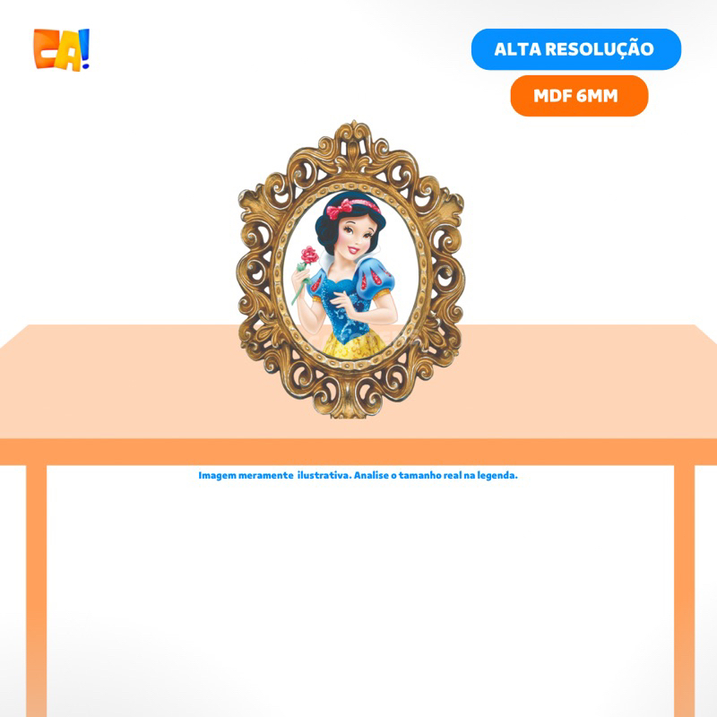Display de mesa MDF 6mm Branca de neve Moldura 25cm catotens
