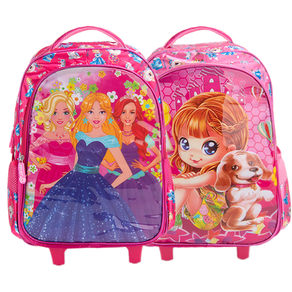 Kit Mochila Escolar Infantil de Rodinhas Menina Bolsa Resistente Impermeável Com Lancheira e Estojo BMA9312GM-KIT